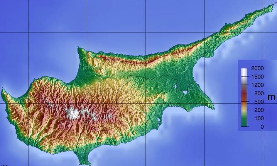 რუკა კვიპროსი მთები