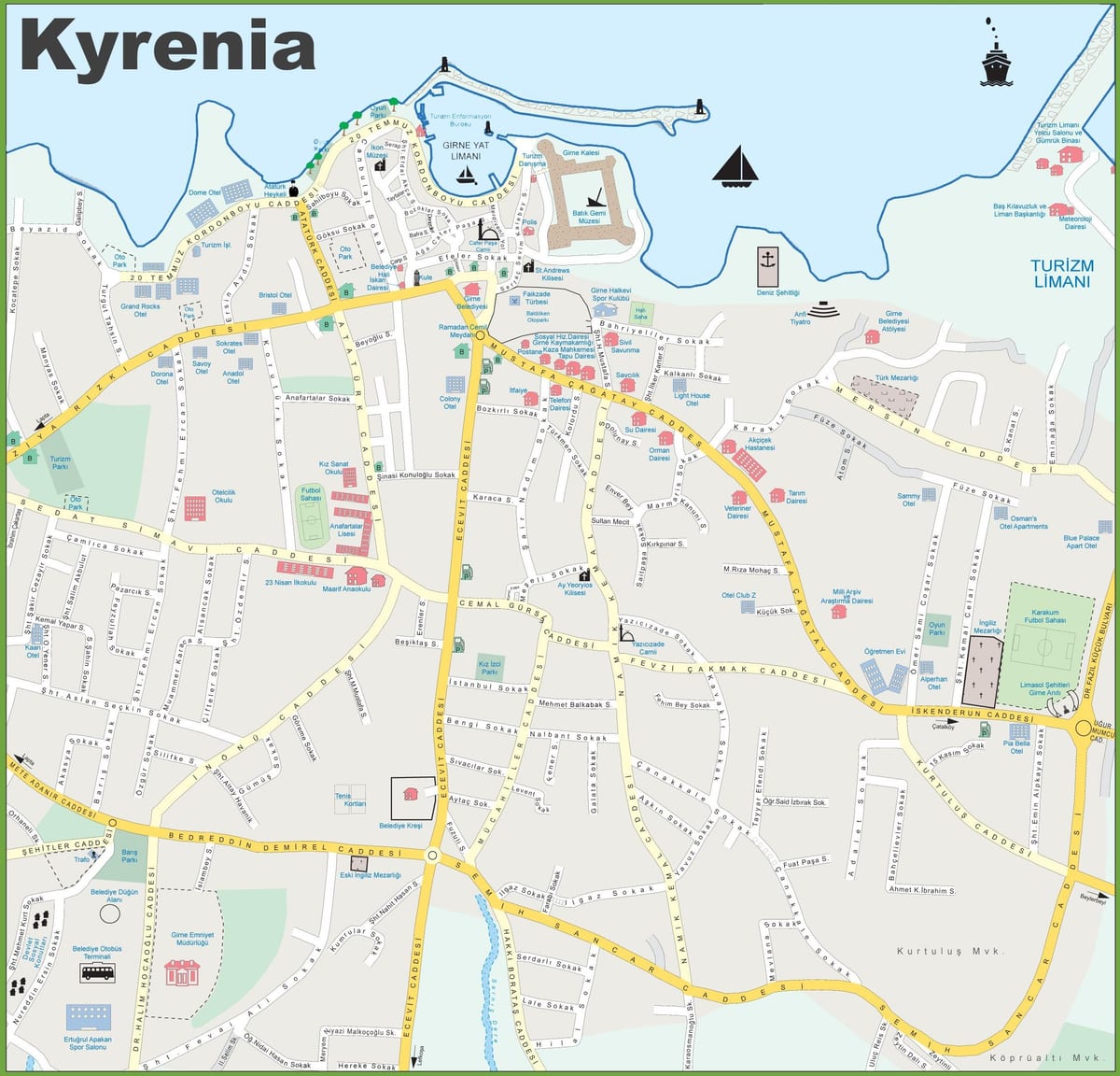 რუკა ჩრდილოეთ კვიპროსის kyrenia