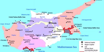 რუკა კვიპროსი ქალაქებში